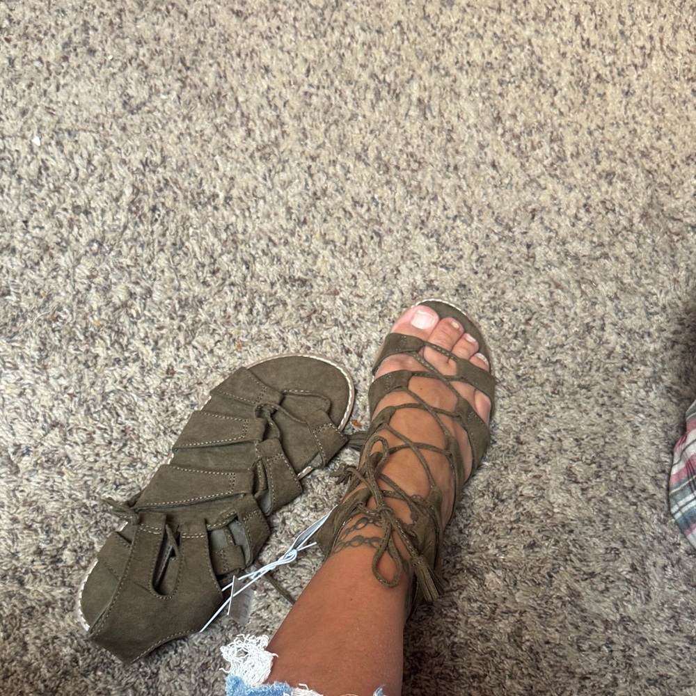 Old Navy Olive Lace-Up Gladiator Sandals